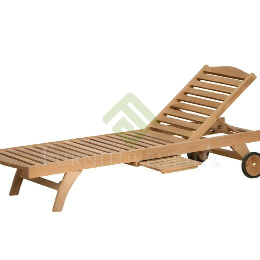 Affordable Outdoor Classic Teak Sun Lounger with Tray