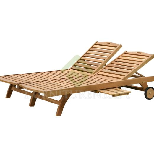 Premium Teak Wood Classic Outdoor Double Sun Lounger