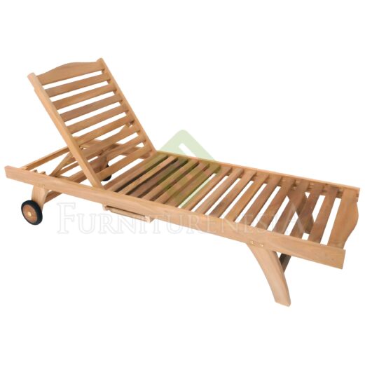 Classic Teak Wood Sun Lounger with Tray