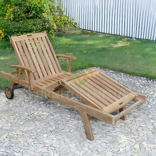 Richmond Teak Sun Lounger with Arm for Outdoor