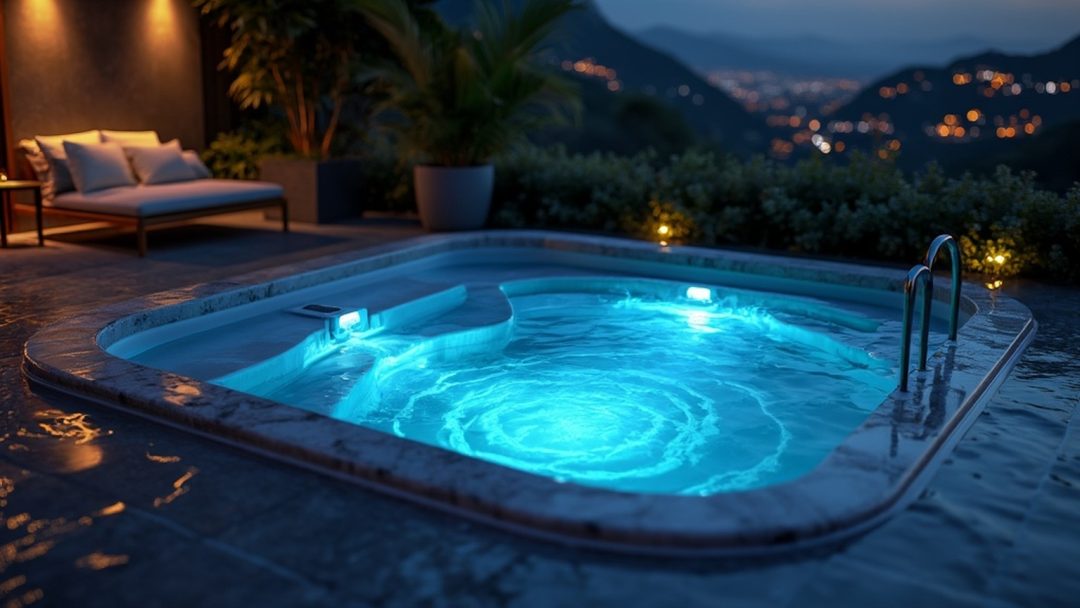 Compact Plunge Pool With Hydrotherapy Jets And Night Lights