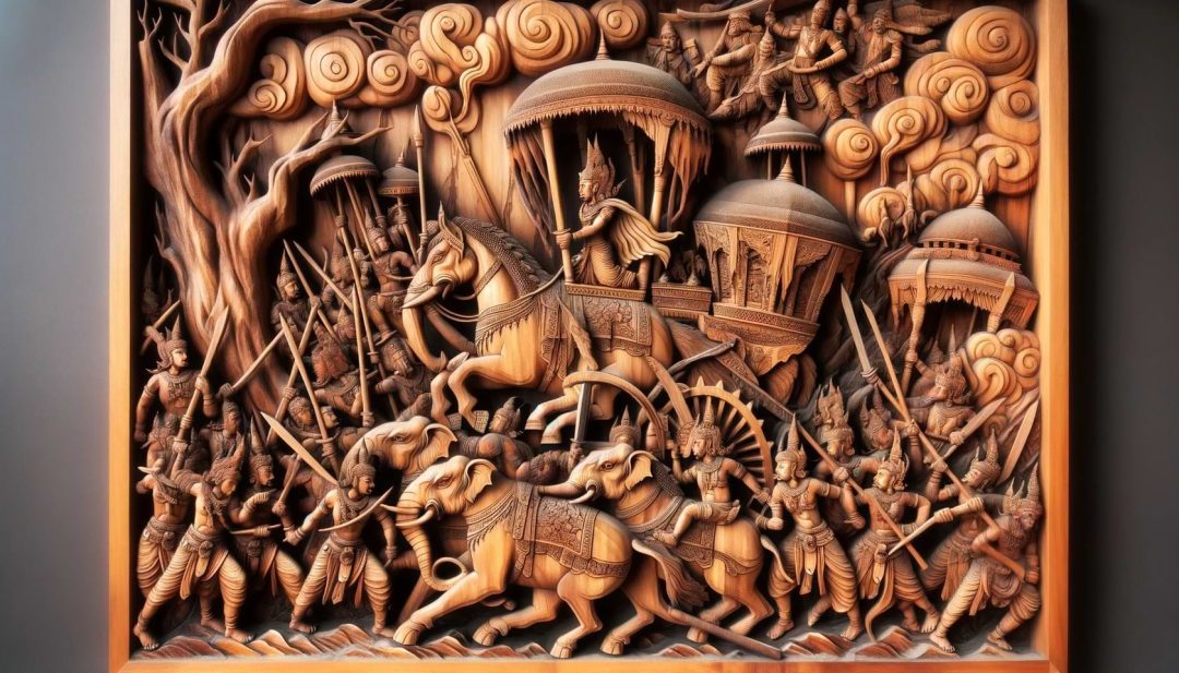 Highly Detailed Carvings On Indonesian Teak Wood Furniture