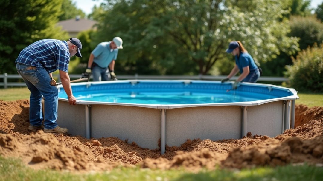 Professional Installation Of Above Ground Pool With Ground Leveling