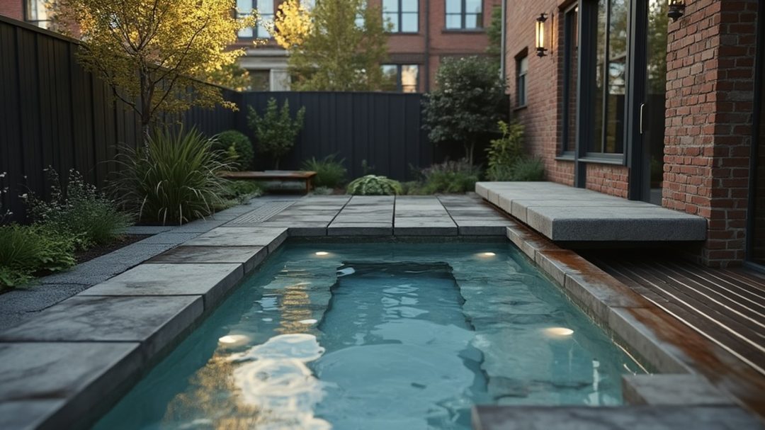 Small Plunge Pool In Urban Yard With Built In Seating Ledge