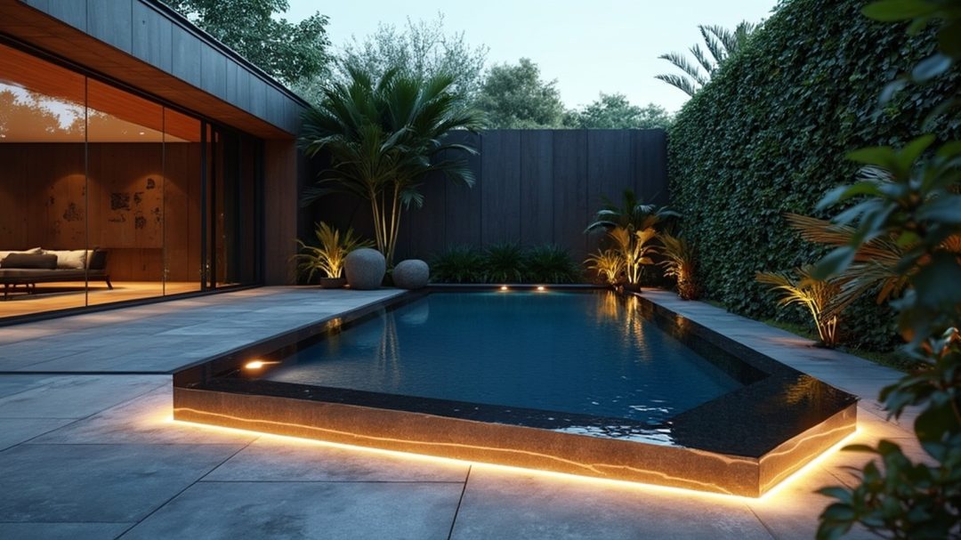 Space Efficient Rectangular Plunge Pool In Modern Yard