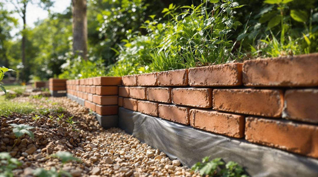 Budget Friendly Diy Retaining Wall With Bricks And Stones