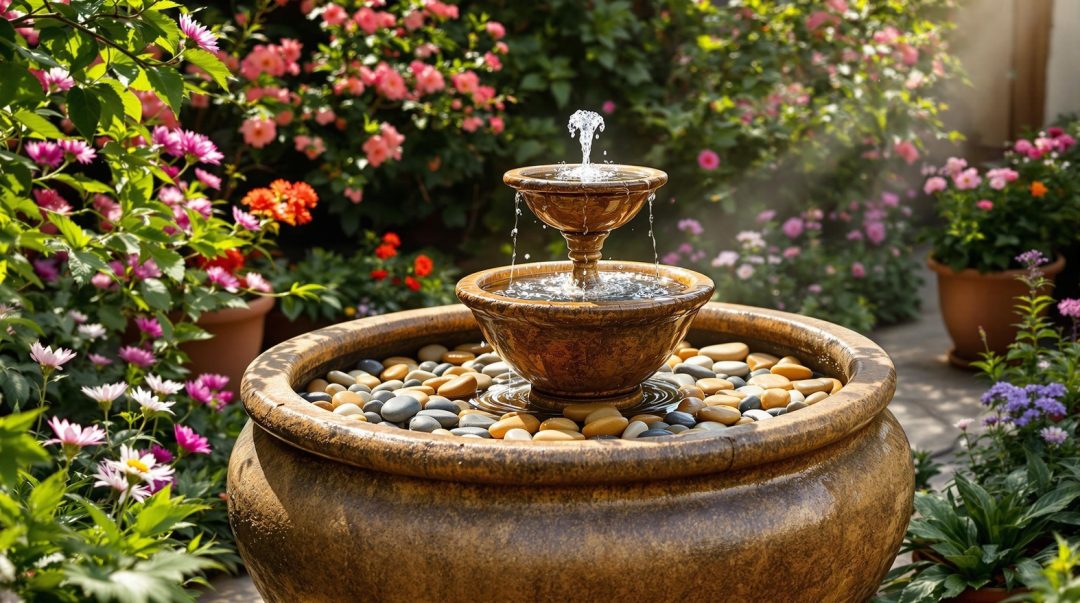 Diy Patio Fountain With Stones And Pot