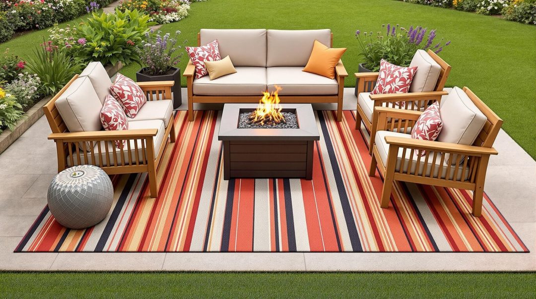 Durable Outdoor Rug Defining Seating Area