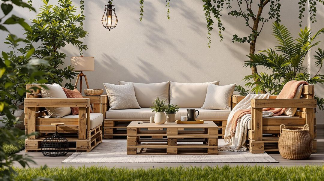 Rustic Pallet Furniture In Cozy Backyard Setting