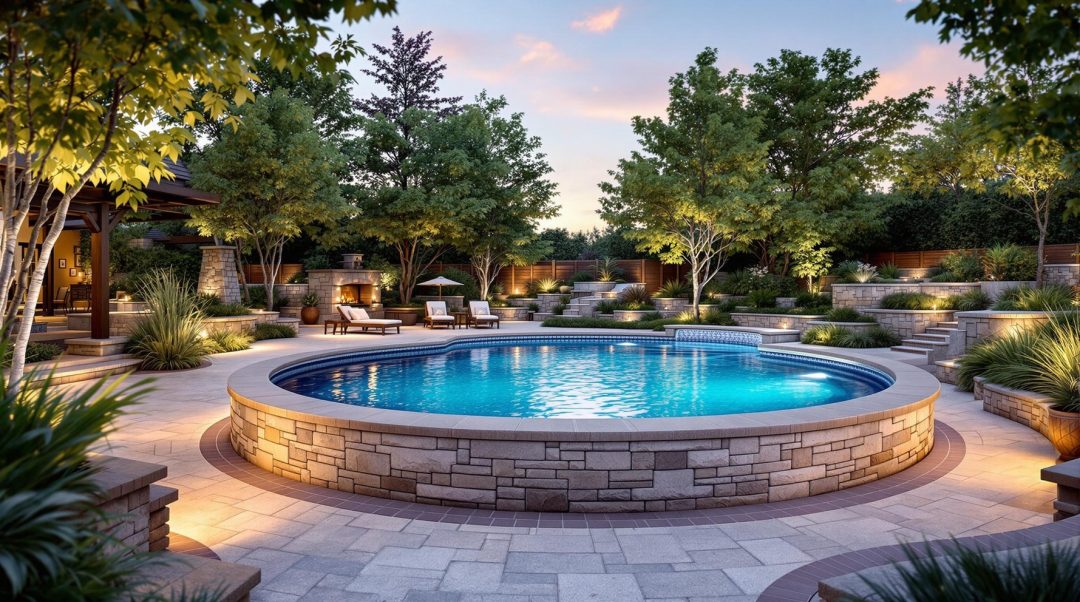 Creative Poolside Landscaping Ideas With Decorative Stone Borders And Pathways